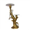 Fancy Stand Lady Gold and Silver Glass Top